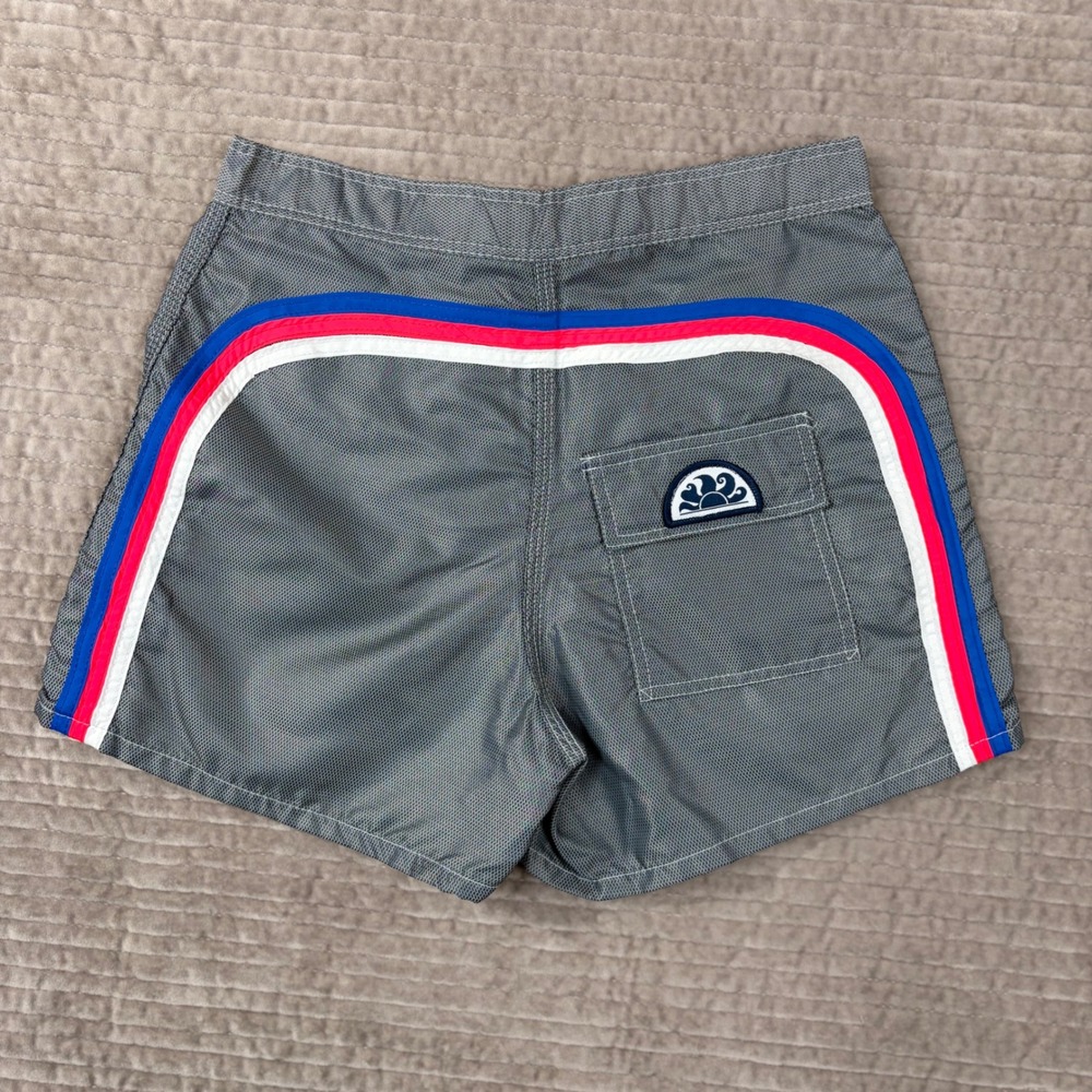 Sundek Mens Grey Rainbow Stripe Board Shorts Swim Trunks Size 29 Made in USA